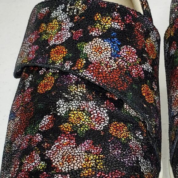 Traq Alegria Qin Garland Floral Print Leather Wedge Heel Professional Clogs 38 - Picture 4 of 12